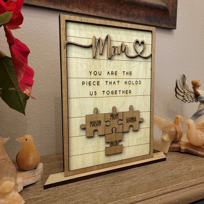 Personalised Puzzle Pieces Name Sign Custom Gift for Mum Grandma