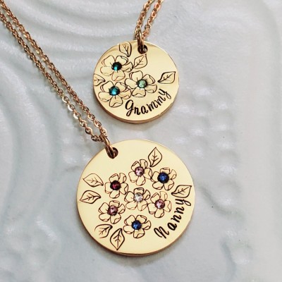 Personalised Birthstone Flower Necklace for Her With 1-9 Birthstones