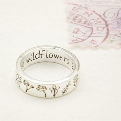 Personalised 1-12 Birth Flower Ring Christmas Gift for Her