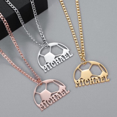 Personalised Football Pendant Name Necklace 