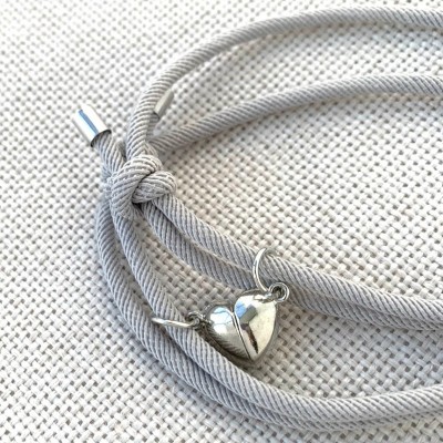Personalised Gray Magnetic Couple's Bracelets