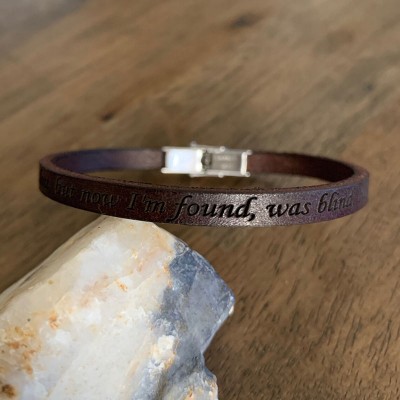 Personalised Men Leather Engraved Bracelet 