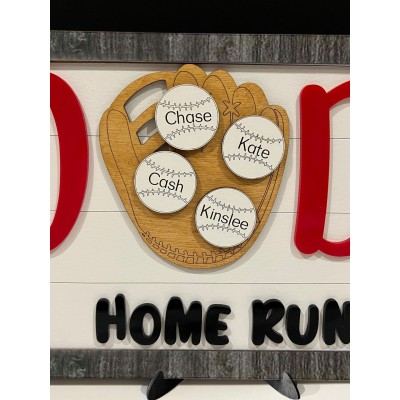 Personalised Father's Day Gift Baseball Dad Wood Sign