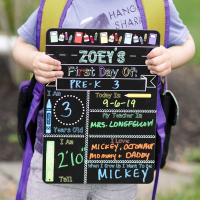 Personalised First Day of School Sign Reusable Chalkboard