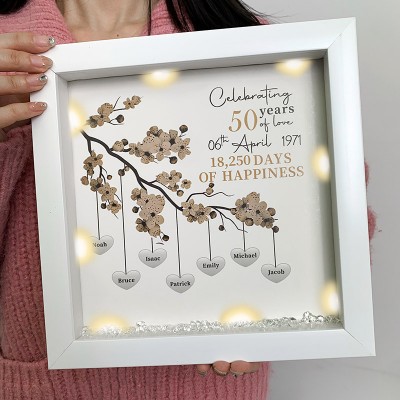 50th Wedding Anniversary Personalised Family Tree Framed Print