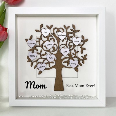 Personalised Family Tree Box Frame with 1-30 Names For Family Gift