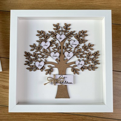 Personalised Family Tree Box Frame with 1-16 Names Mother's Day Gift