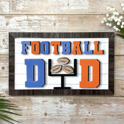 Personalised Father's Day Gift Football Dad Wood Sign