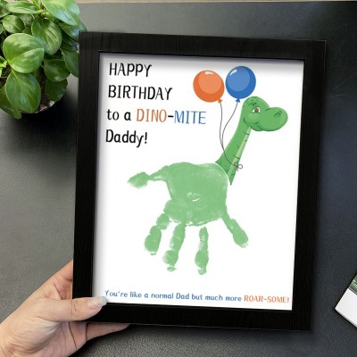 Personalised DIY Dinosaur Dad Handprint Art Framed Gift for Dad