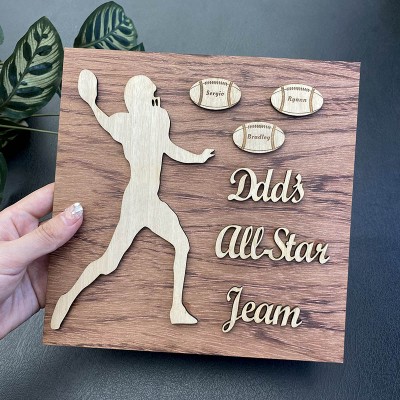 Handmade Father's Day Gift Personalised Football Plaque With 1-10 Names Engraved