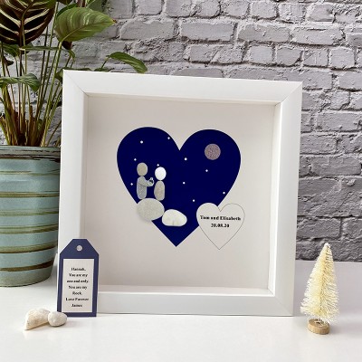 Personalised Engagement Pebble Art Picture Frame