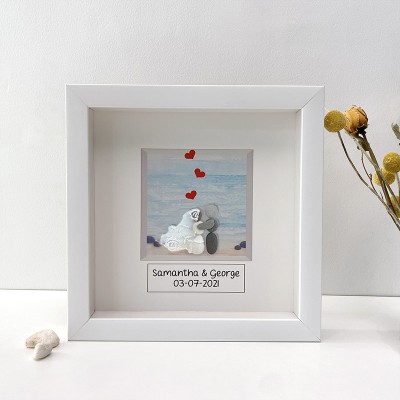 Personalised Wedding Beach Pebble Art Picture Frame