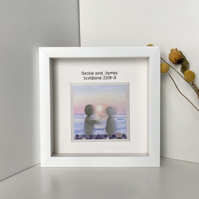 Personalised Engagement Sunset Pebble Art Picture Frame