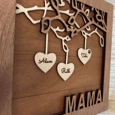 Personalised Family Tree Wood Sign Name Engravings Home Wall Decor