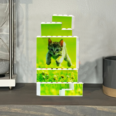 Custom Pet Lover Gift Personalised Building Bricks Photo Block Pet Portrait Christmas Gift for Her
