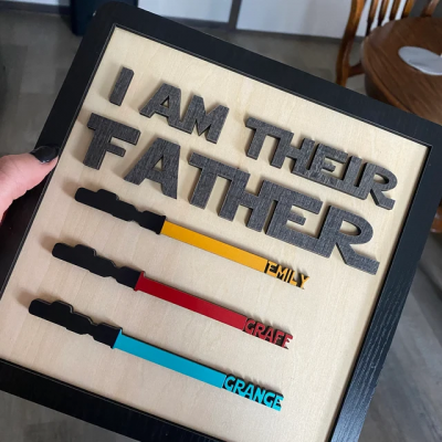 Personalised I Am Their Father Sign Name Frame Wooden Sign Board Father's Day Gift 