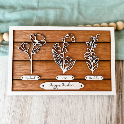 Personalised Nana's Garden Birth Flower Sign with Kids Names Gift Ideas for Grandma Mother's Day Gift