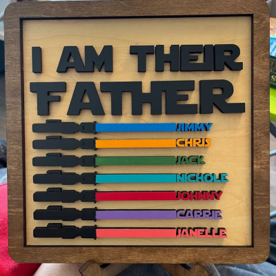 I Am Their Father Sign with Kids Name Unique Gift for Dad Papa Father's Day Gift