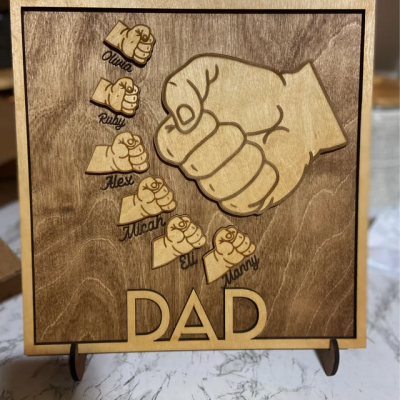 Personalised Fist Bump Wood Sign Engraved Gift for Dad Father's Day Gift