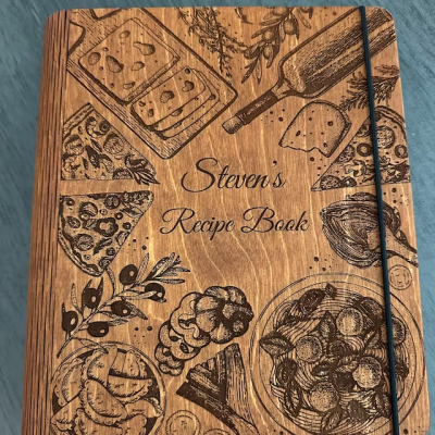 Personalised Family Wooden Recipe Book Binder Journal Cookbook Notebook Gifts Ideas For Mum Grandma Wife Her