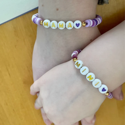 First day of School/Kindergarten/Preschool Mama & Mini Personalised Bracelet Set