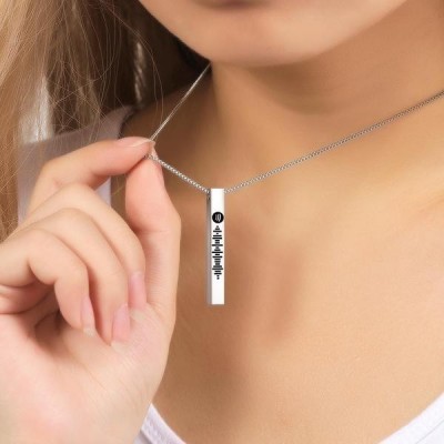Scannable Spotify Code Necklace 3D Engraved Vertical Bar Necklace
