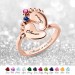 Engraved Baby Feet Ring with Birthstone