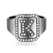 Personalised Black Plated CZ's Initial Ring In Sterling Silver