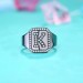 Personalised Black Plated CZ's Initial Ring In Sterling Silver