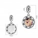 Round Shaped Dangle Photo Charm Silver