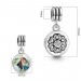 Petal Design Dangle Photo Charm Silver