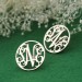 Personalised Circle Monogram Stud Earrings Sterling Silver