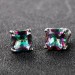 Square Rainbow CZ Earrings