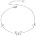 Sterling Silver Created Pearl Butterfly Jewelry Anklets for Women Birthday Gift