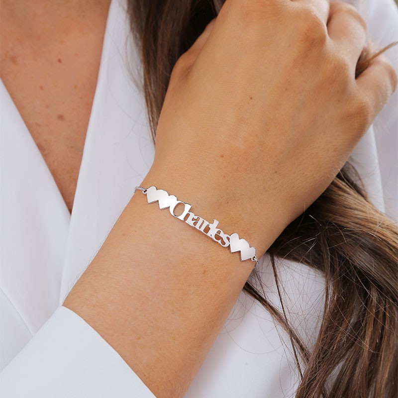 Personalised Name Bracelet Silver Length Adjustable Adorlla UK