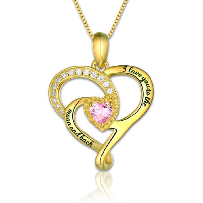 I Love You To The Moon And Back S925 Silver Birthstone Necklace