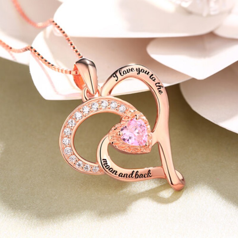 I Love You To The Moon And Back S925 Silver Birthstone Necklace Adorlla UK