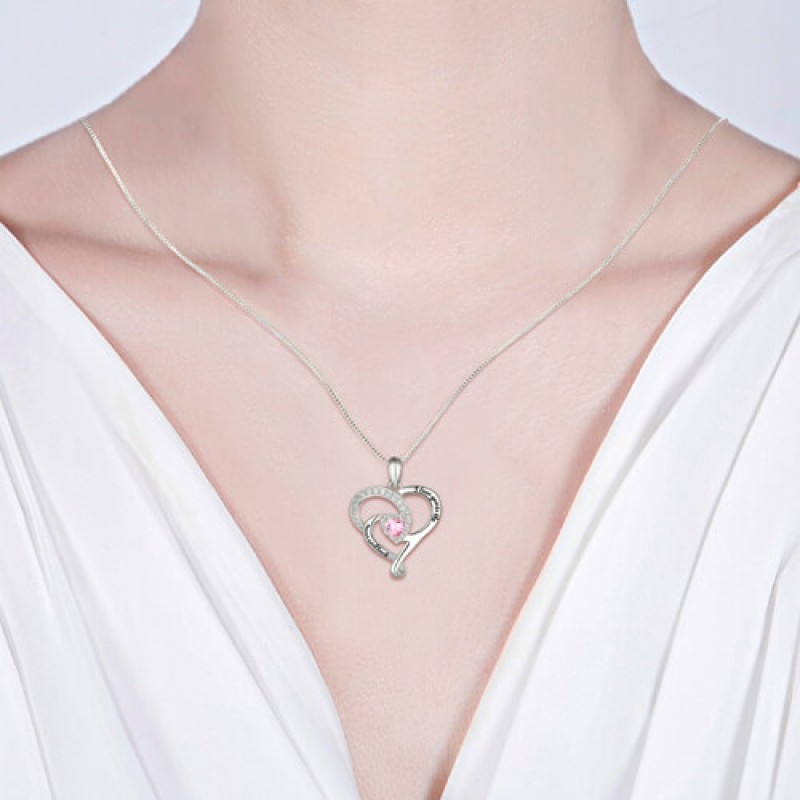 I Love You To The Moon And Back S925 Silver Birthstone Necklace
