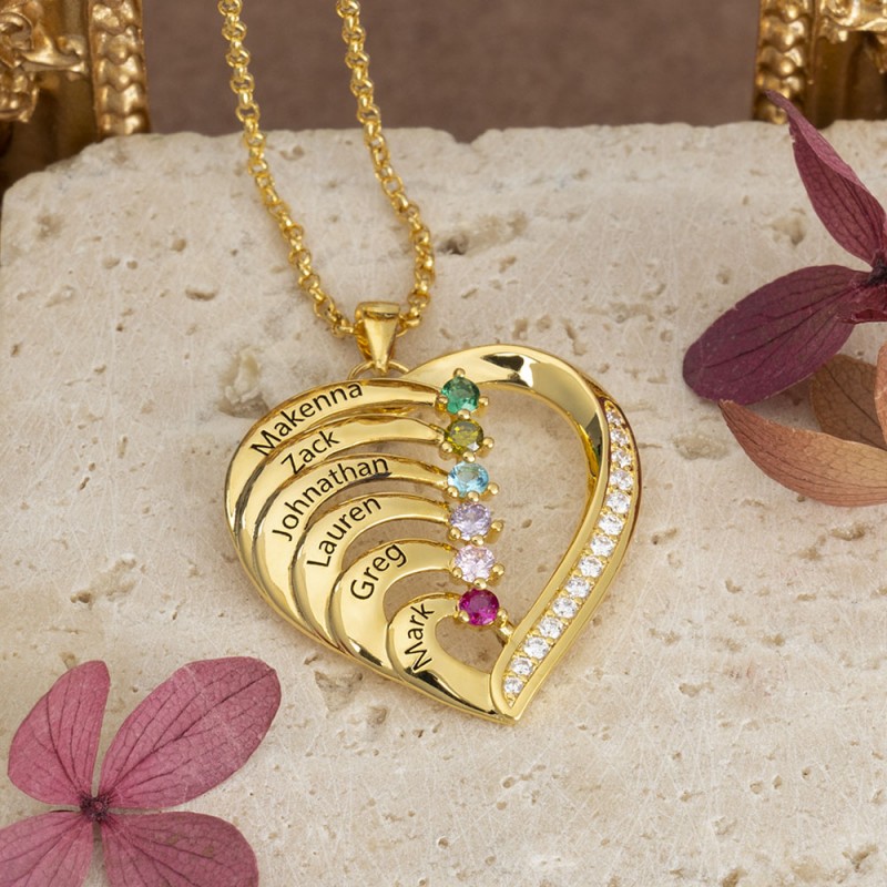 Personalised name necklace with birthstone shop